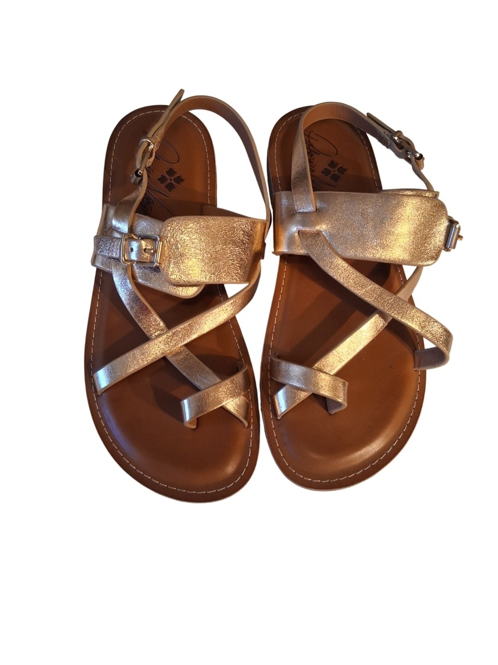 Patricia Nash              Women's Metallic Gold Strappy Sandals Size 9 1/2 M